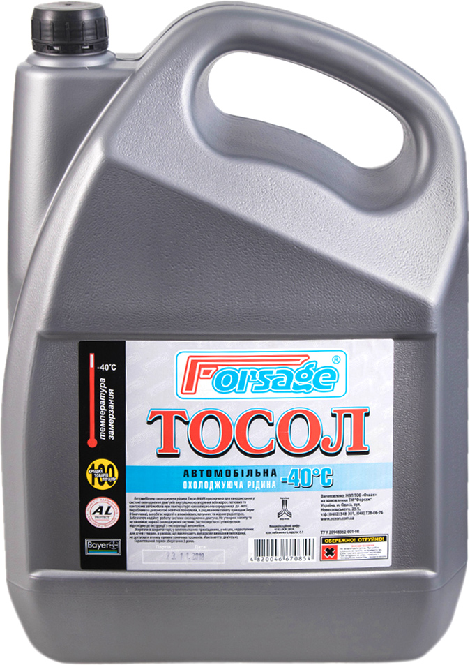 Охолоджувальна рідина FORSAGE тосол, готовий, ТУ, -40°С, 10 л (OTF-40.10)